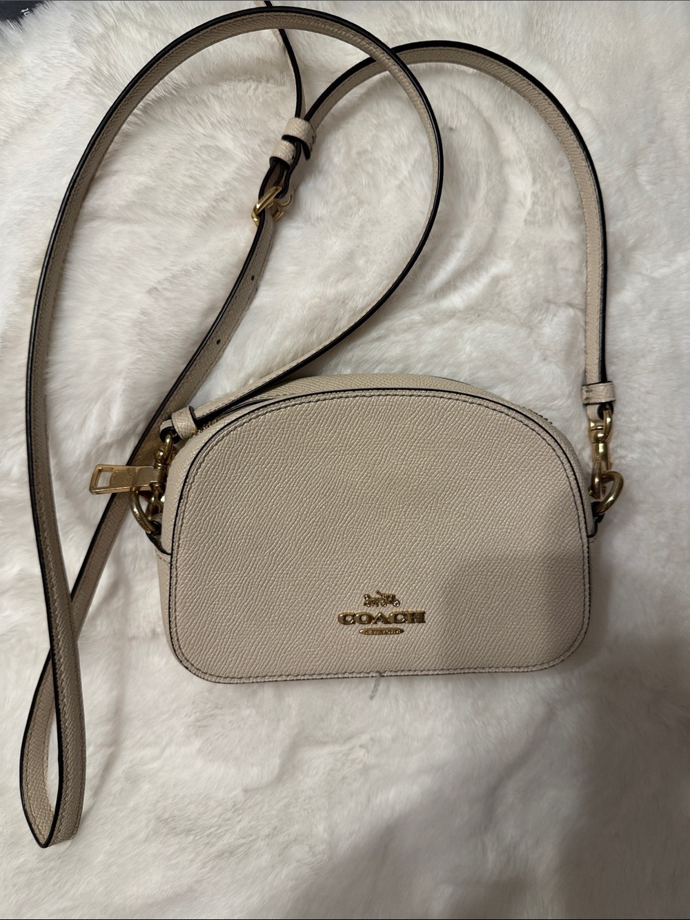 Coach Chalk Pebble Leather Small Crossbody with Gold Hardware